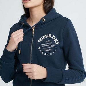 Super dry zip dark blue hoodie